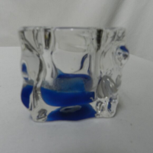 Partylite Ice Cube Candle Holders Clear Glass Square Votive Tea Light Set 2 Vtg - Picture 7 of 10